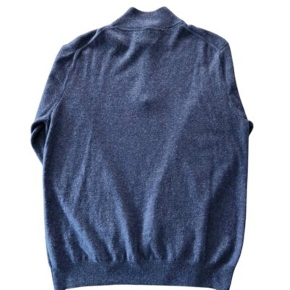 TAHARI Pure Lux 100% Cashmere Navy Blue 1/4 Zip Sweater Men's Size L Preppy - Picture 7 of 8